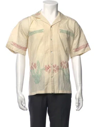 Pre-owned Harago Floral Print Short Sleeve Shirt W/ Tags In Neutrals