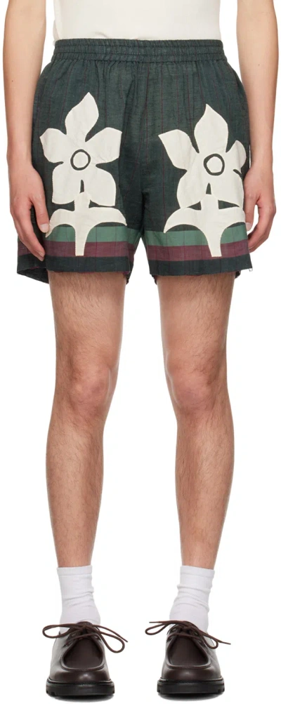 Harago Green Appliqué Shorts
