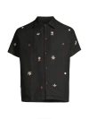 HARAGO MEN'S CRAFT HERITAGE EMBROIDERED LINEN BUTTON-FRONT SHIRT