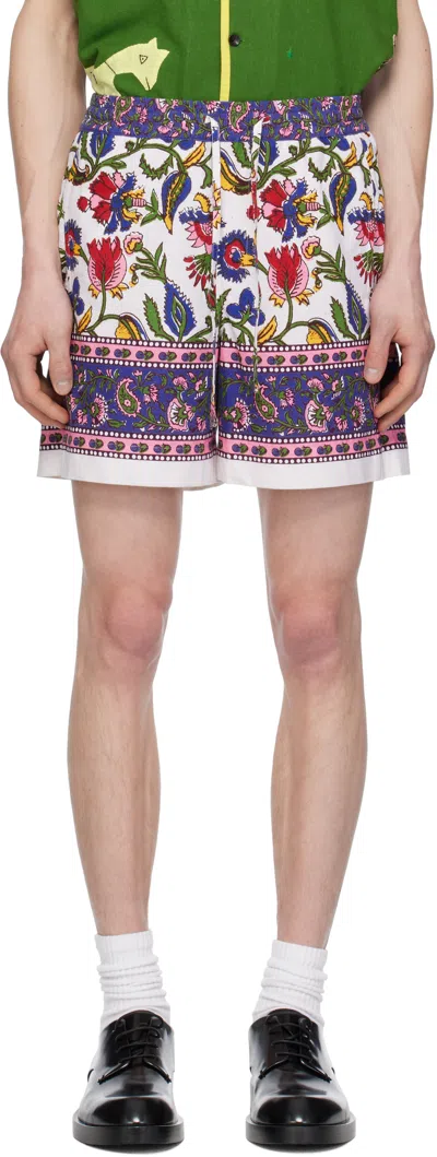 Harago Multicolor Printed Floral Shorts In White