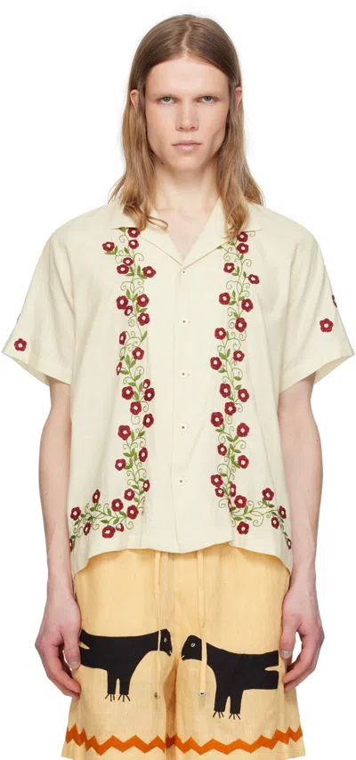 Harago Off-white Embroidered Bead Shirt In Off White