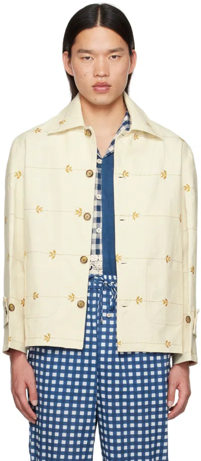 Harago Off-white Embroidered Jacket In Off White