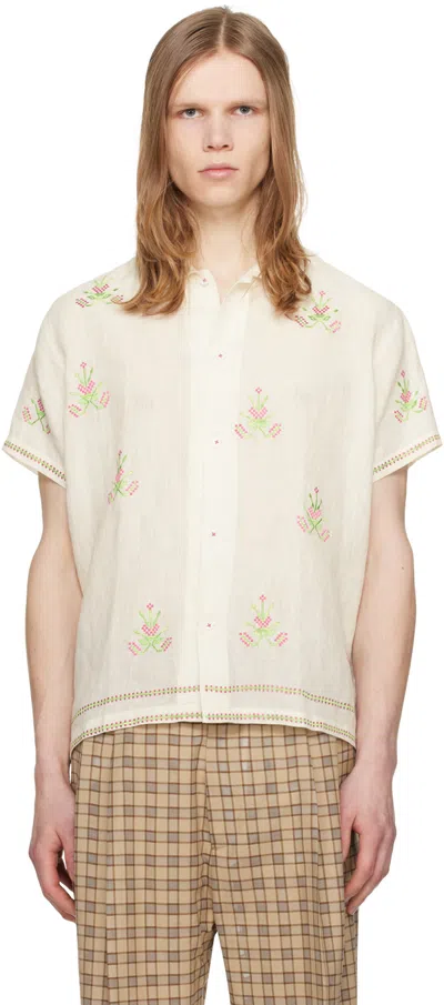 Harago Off-white Embroidered Shirt In Off White