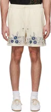 Harago Off-white Floral Embroidered Shorts In Off-white