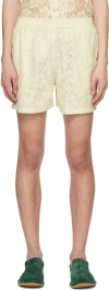 Harago Off-white Floral Shorts In Off White