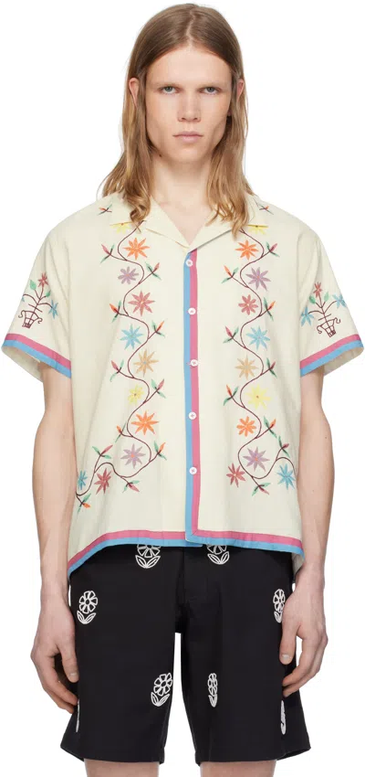 Harago Off-white Flower Embroidered Shirt In Off White