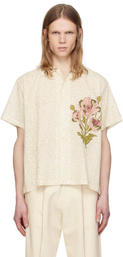 Harago Off-white Printed Bouquet Shirt In Off White