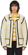 Harago Crochet Wool Jacket In Off White