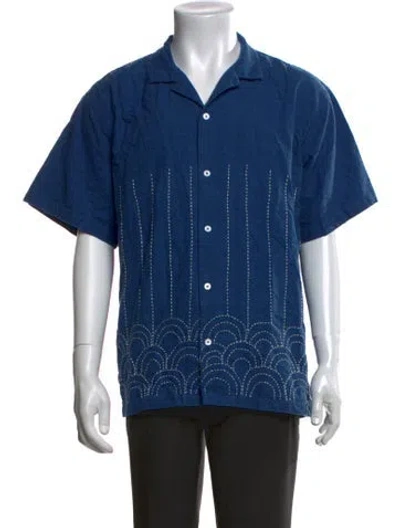 Pre-owned Harago Patterned Short Sleeve Shirt In Blue