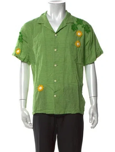 Pre-owned Harago Patterned Short Sleeve Shirt In Green