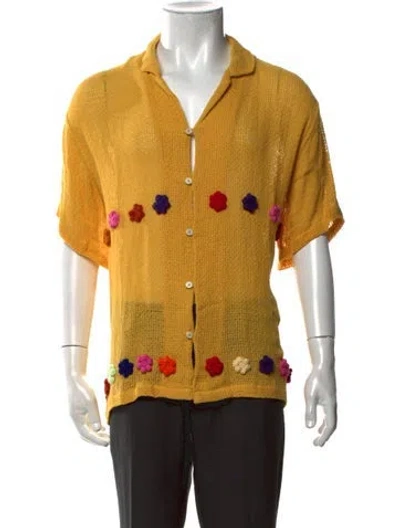 Pre-owned Harago Patterned Short Sleeve Shirt W/ Tags In Orange