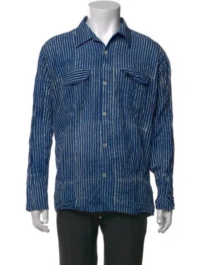 Pre-owned Harago Striped Long Sleeve Shirt In Blue