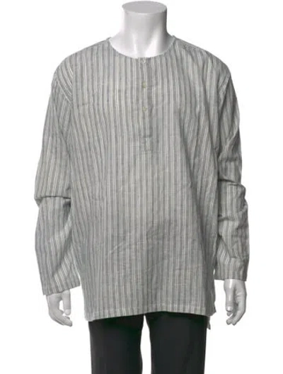 Pre-owned Harago Striped Long Sleeve Shirt In Grey