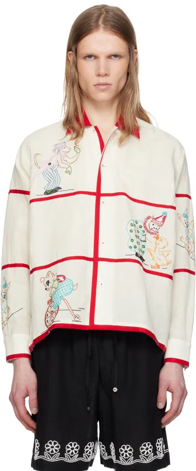 Harago Whimsy Embroidered Shirt In White