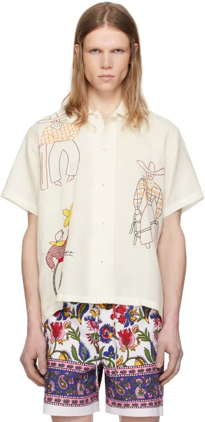 Harago White Embroidered Cowboy Shirt