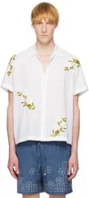 Harago White Embroidered Daisy Shirt