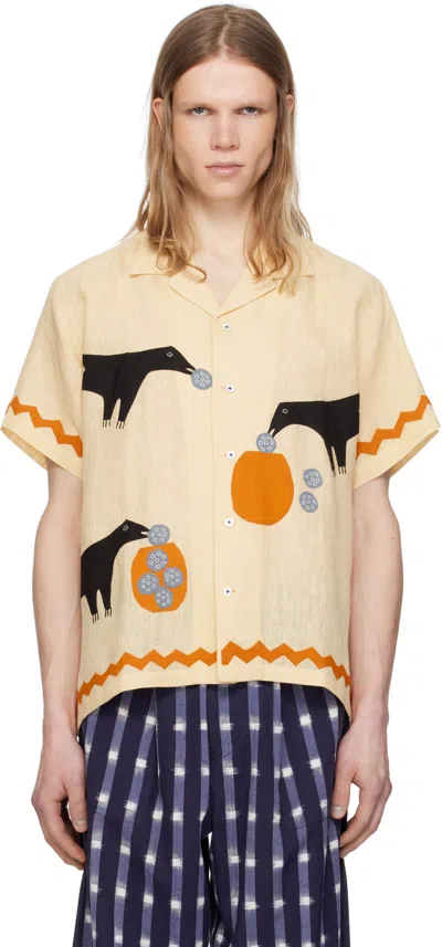 Harago Yellow Crow Appliqué Shirt