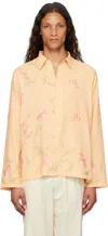 Harago Yellow Embroidered Shirt In Light Yellow