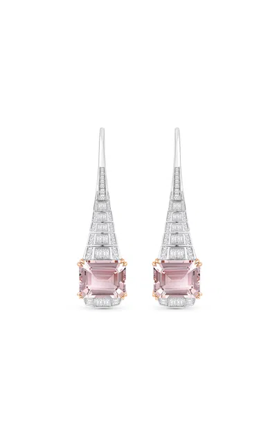 Harakh Sunlight Eiffel Obelisk 18k Gold Morganite Earrings In White