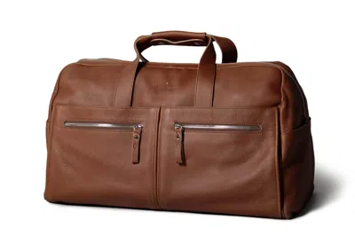 Harber London Men's Brown Leather Weekender Bag - Chestnut