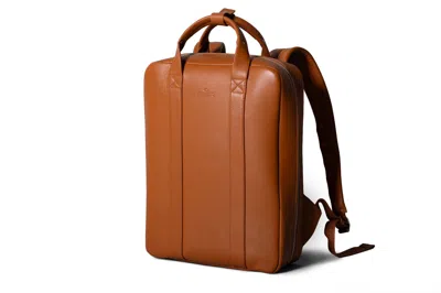 Harber London Men's Orange Leather Backpack - Tan