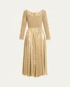 Harbison Ailey Ii Mixed-media Dress In Gold Mtl