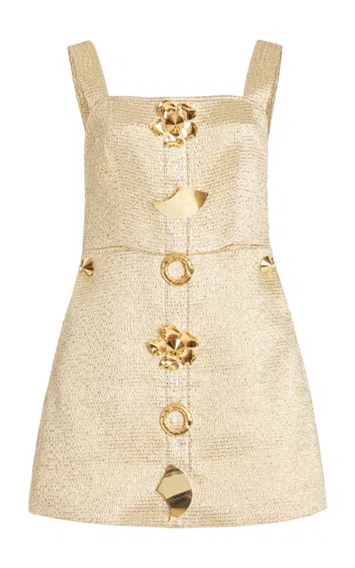 Harbison Exclusive Quantum Metallic Embellished Mini Dress In Gold