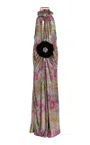 Harbison Flora Eris Gathered Sequined Gown In Multi