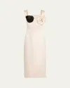 Harbison Flora Hera Floral Applique Midi Dress In Vanilla/bl