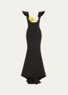 HARBISON THALIA COLORBLOCK BACKLESS TRUMPET GOWN