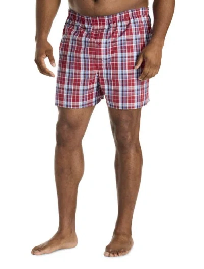 Harbor Bay By Dxl Big & Tall 3-pack Plaid Woven Boxers In Red