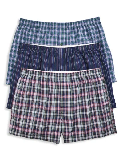 Harbor Bay By Dxl Big & Tall 3-pk Academy Woven Boxers In Green