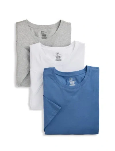 Harbor Bay By Dxl Big & Tall 3 Pk Active Stretch Crewneck T-shirts In Blue