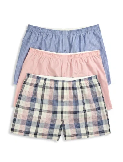 Harbor Bay By Dxl Big & Tall 3-pk 4.5 Inch Woven Boxers In Blue