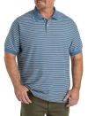 Harbor Bay By Dxl Big & Tall Bi-color Striped Polo Shirt In Blue