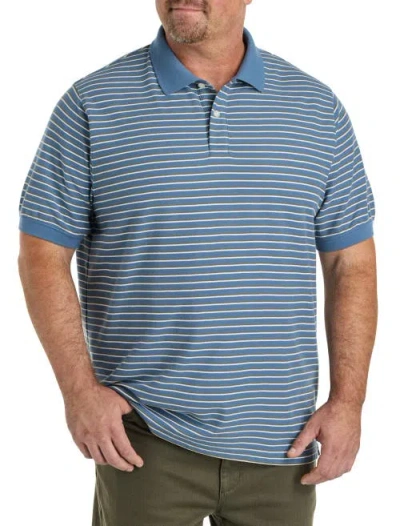 Harbor Bay By Dxl Big & Tall Bi-color Striped Polo Shirt In Blue