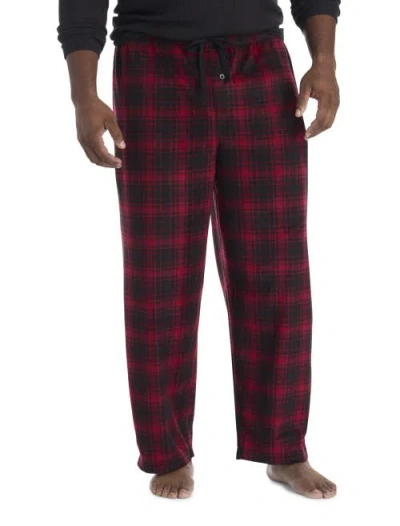 Harbor Bay By Dxl Big & Tall Buffalo Check Fleece Lounge Pants In Red