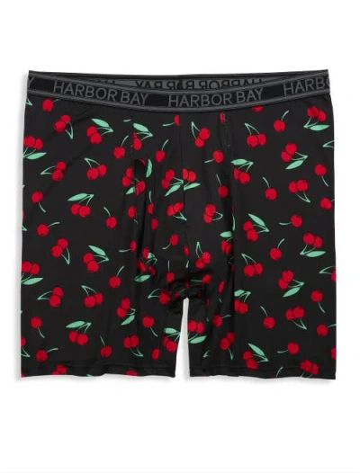 Harbor Bay By Dxl Big & Tall Cherry Love Tech 5 Inch Boxer Briefs In Cherry Red