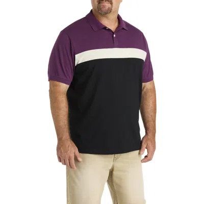 Harbor Bay By Dxl Big & Tall Chest-striped Polo Shirt In Multi