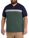 Harbor Bay By Dxl Big & Tall Colorblock Chest-striped Polo Shirt In Trekking Green Hthr