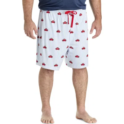 Harbor Bay By Dxl Big & Tall Crab Printed Lounge Shorts In Blue