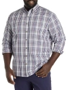 Harbor Bay By Dxl Big & Tall Easy-care Check Sport Shirt In Grey Multi