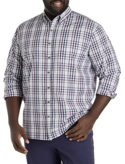 Harbor Bay By Dxl Big & Tall Easy-care Check Sport Shirt In Grey Multi