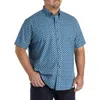 Harbor Bay By Dxl Big & Tall Easy-care Floral Print Sport Shirt In Blue