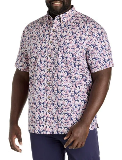Harbor Bay By Dxl Big & Tall Easy-care Floral Print Sport Shirt In Multi