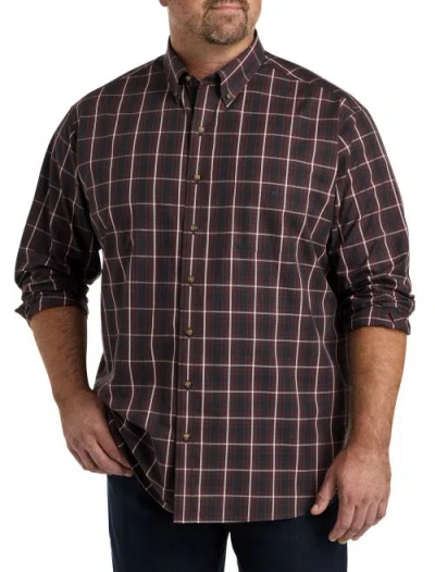 Harbor Bay By Dxl Big & Tall Easy-care Large Plaid Sport Shirt In Black Multi