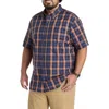 Harbor Bay By Dxl Big & Tall Easy-care Large Plaid Sport Shirt In Blue
