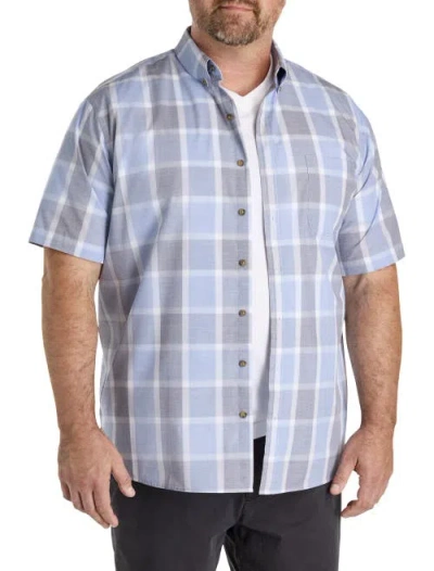 Harbor Bay By Dxl Big & Tall Easy-care Large Plaid Sport Shirt In Blue