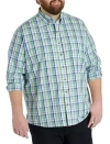Harbor Bay By Dxl Big & Tall Easy-care Large Plaid Sport Shirt In Blue Multi