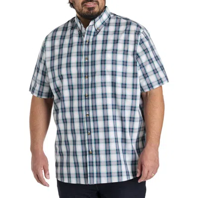 Harbor Bay By Dxl Big & Tall Easy-care Large Plaid Sport Shirt In Grey